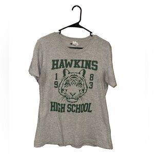 Netflix Stranger Things Hawkins High School Tiger Gray and Green T-Shirt